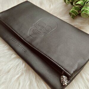 NWOT Paco Rabanne Black Vegan Leather Skull Clutch
